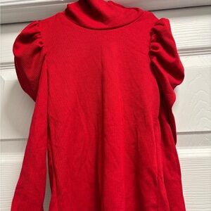 SHEIN Vibrant Red Ribbed Knit Top
